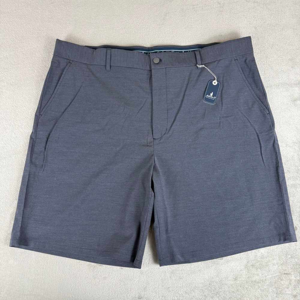 Johnnie-O Mulligan Performance Woven Shorts Mens 44 High Tide Gray Golf $128 NWT